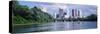 Skyscrapers at the waterfront, Scioto River, Columbus, Ohio, USA-null-Stretched Canvas