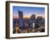 Skyscrapers at twilight, City Centre, Warsaw, Masovian Voivodeship, Poland, Europe-Karol Kozlowski-Framed Photographic Print