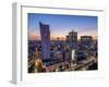 Skyscrapers at twilight, City Centre, Warsaw, Masovian Voivodeship, Poland, Europe-Karol Kozlowski-Framed Photographic Print