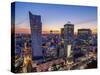 Skyscrapers at twilight, City Centre, Warsaw, Masovian Voivodeship, Poland, Europe-Karol Kozlowski-Stretched Canvas