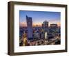 Skyscrapers at twilight, City Centre, Warsaw, Masovian Voivodeship, Poland, Europe-Karol Kozlowski-Framed Photographic Print