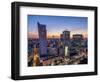 Skyscrapers at twilight, City Centre, Warsaw, Masovian Voivodeship, Poland, Europe-Karol Kozlowski-Framed Photographic Print