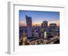 Skyscrapers at twilight, City Centre, Warsaw, Masovian Voivodeship, Poland, Europe-Karol Kozlowski-Framed Photographic Print