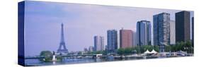 Skyscrapers at Waterfront with Tower in Background, Seine River, Eiffel Tower, Paris, France-null-Stretched Canvas