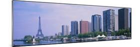 Skyscrapers at Waterfront with Tower in Background, Seine River, Eiffel Tower, Paris, France-null-Mounted Photographic Print