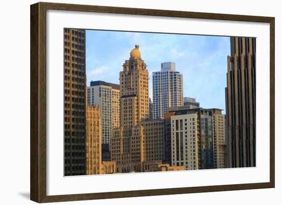 Skyscrapers, Chicago, Illinois, United States of America, North America-Amanda Hall-Framed Photographic Print