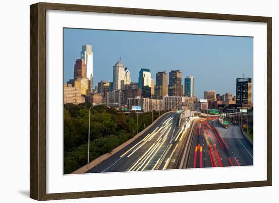 Skyscrapers in a City at Dusk, Philadelphia, Pennsylvania, Usa-null-Framed Photographic Print