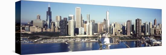 Skyscrapers in a City, Navy Pier, Chicago Harbor, Chicago, Cook County, Illinois, USA 2011-null-Stretched Canvas