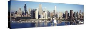 Skyscrapers in a City, Navy Pier, Chicago Harbor, Chicago, Cook County, Illinois, USA 2011-null-Stretched Canvas