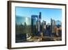 Skyscrapers in a City, Willis Tower, Chicago River, Chicago, Illinois, USA-null-Framed Photographic Print