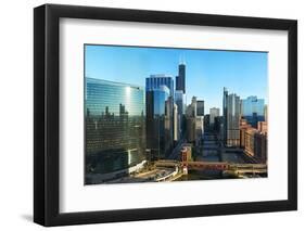 Skyscrapers in a City, Willis Tower, Chicago River, Chicago, Illinois, USA-null-Framed Photographic Print