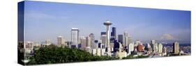 Skyscrapers in a City with a Mountain in the Background, Mt Rainier, Mt Rainier National Park-null-Stretched Canvas