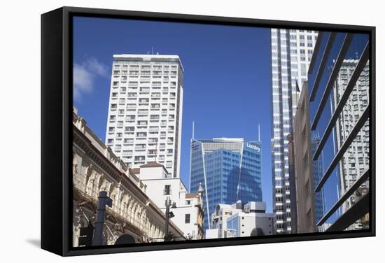 Skyscrapers in Downtown Auckland, North Island, New Zealand, Pacific-Ian-Framed Stretched Canvas