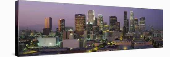 Skyscrapers in Los Angeles Lit Up at Dusk, California, USA-null-Stretched Canvas