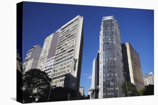 Skyscrapers in Praca Sete, Belo Horizonte, Minas Gerais, Brazil, South America-Ian Trower-Stretched Canvas