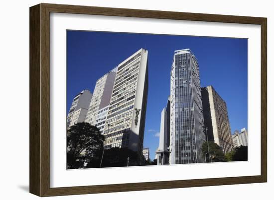 Skyscrapers in Praca Sete, Belo Horizonte, Minas Gerais, Brazil, South America-Ian Trower-Framed Photographic Print