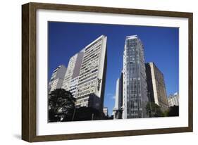 Skyscrapers in Praca Sete, Belo Horizonte, Minas Gerais, Brazil, South America-Ian Trower-Framed Photographic Print