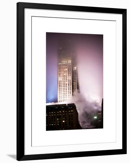 Skyscrapers in the Fog by Night at Downtown Manhattan-Philippe Hugonnard-Framed Art Print