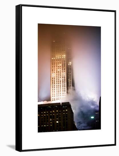 Skyscrapers in the Fog by Night at Downtown Manhattan-Philippe Hugonnard-Framed Stretched Canvas