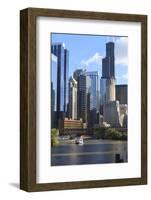 Skyscrapers Including Willis Tower in Downtown Chicago by Chicago River, Chicago, Illinois, USA-Amanda Hall-Framed Photographic Print