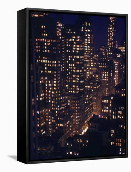 Skyscrapers Lit Up as Evening Descends-Andreas Feininger-Framed Stretched Canvas