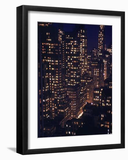 Skyscrapers Lit Up as Evening Descends-Andreas Feininger-Framed Photographic Print