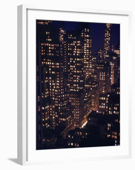 Skyscrapers Lit Up as Evening Descends-Andreas Feininger-Framed Photographic Print