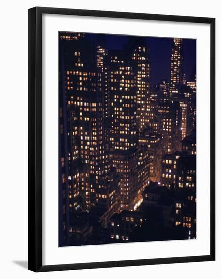 Skyscrapers Lit Up as Evening Descends-Andreas Feininger-Framed Photographic Print
