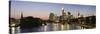 Skyscrapers Lit Up at Dusk, Main River, Frankfurt, Hesse, Germany-null-Stretched Canvas