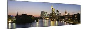 Skyscrapers Lit Up at Dusk, Main River, Frankfurt, Hesse, Germany-null-Mounted Photographic Print