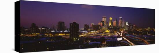 Skyscrapers Lit Up at Dusk, Minneapolis, Minnesota, USA-null-Stretched Canvas