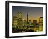 Skyscrapers Lit Up at Dusk, Toronto Eaton Centre, Toronto, Ontario, Canada-null-Framed Photographic Print