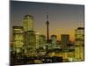 Skyscrapers Lit Up at Dusk, Toronto Eaton Centre, Toronto, Ontario, Canada-null-Mounted Photographic Print