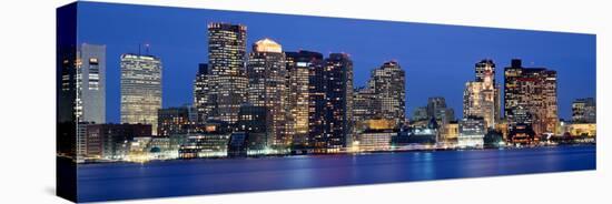 Skyscrapers lit up at night, Boston, Massachusetts, New England, USA-null-Stretched Canvas