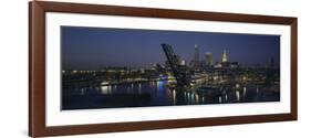 Skyscrapers Lit Up at Night in a City, Cleveland, Ohio, USA-null-Framed Photographic Print