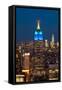 Skyscrapers Lit Up at Night in a City, Empire State Building, Manhattan, New York City-null-Framed Stretched Canvas