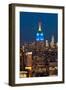 Skyscrapers Lit Up at Night in a City, Empire State Building, Manhattan, New York City-null-Framed Photographic Print