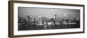 Skyscrapers Lit Up at Night in a City, Manhattan, New York City, New York State, USA-null-Framed Photographic Print