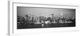 Skyscrapers Lit Up at Night in a City, Manhattan, New York City, New York State, USA-null-Framed Photographic Print