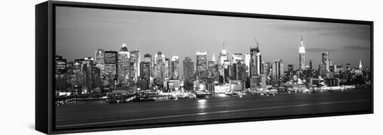 Skyscrapers Lit Up at Night in a City, Manhattan, New York City, New York State, USA-null-Framed Stretched Canvas