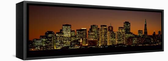 Skyscrapers Lit Up at Night, San Francisco, California, USA-null-Framed Stretched Canvas