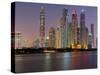 Skyscrapers Near Dubai Marina, the Palm Jumeirah, Dubai, United Arab Emirates-Rainer Mirau-Stretched Canvas