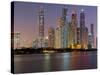 Skyscrapers Near Dubai Marina, the Palm Jumeirah, Dubai, United Arab Emirates-Rainer Mirau-Stretched Canvas