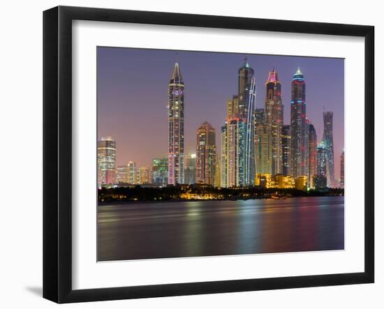 Skyscrapers Near Dubai Marina, the Palm Jumeirah, Dubai, United Arab Emirates-Rainer Mirau-Framed Photographic Print