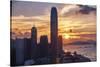 Skyscrapers of the International Commerce Center at Sunset, Hong Kong-George Oze-Stretched Canvas