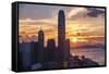 Skyscrapers of the International Commerce Center at Sunset, Hong Kong-George Oze-Framed Stretched Canvas