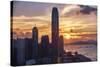 Skyscrapers of the International Commerce Center at Sunset, Hong Kong-George Oze-Stretched Canvas