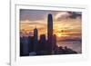 Skyscrapers of the International Commerce Center at Sunset, Hong Kong-George Oze-Framed Photographic Print