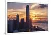 Skyscrapers of the International Commerce Center at Sunset, Hong Kong-George Oze-Framed Photographic Print