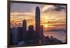 Skyscrapers of the International Commerce Center at Sunset, Hong Kong-George Oze-Framed Photographic Print